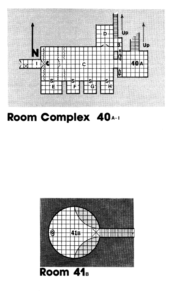 Room Complex 40 A–I and Room 41 B maps (page 42)